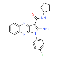 ChemSpider 2D Image | 2-Amino-1-(4-chlorophenyl)-N-cyclopentyl-1H-pyrrolo[2,3-b]quinoxaline-3-carboxamide | C22H20ClN5O