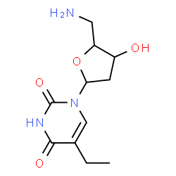 ChemSpider 2D Image | 1-(5-Amino-2,5-dideoxypentofuranosyl)-5-ethyl-2,4(1H,3H)-pyrimidinedione | C11H17N3O4