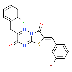 ChemSpider 2D Image | (2Z)-2-(3-Bromobenzylidene)-6-(2-chlorobenzyl)-7H-[1,3]thiazolo[3,2-b][1,2,4]triazine-3,7(2H)-dione | C19H11BrClN3O2S