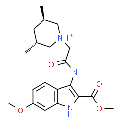 ChemSpider 2D Image | (3R,5R)-1-(2-{[6-Methoxy-2-(methoxycarbonyl)-1H-indol-3-yl]amino}-2-oxoethyl)-3,5-dimethylpiperidinium | C20H28N3O4