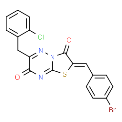 ChemSpider 2D Image | (2Z)-2-(4-Bromobenzylidene)-6-(2-chlorobenzyl)-7H-[1,3]thiazolo[3,2-b][1,2,4]triazine-3,7(2H)-dione | C19H11BrClN3O2S