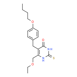 ChemSpider 2D Image | 5-(4-butoxybenzyl)-6-(ethoxymethyl)-2-sulfanylpyrimidin-4-ol | C18H24N2O3S