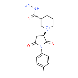 ChemSpider 2D Image | (1S,3R)-3-(Hydrazinocarbonyl)-1-[(3R)-1-(4-methylphenyl)-2,5-dioxo-3-pyrrolidinyl]piperidinium | C17H23N4O3