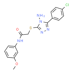 ChemSpider 2D Image | 2-{[4-Amino-5-(4-chlorophenyl)-4H-1,2,4-triazol-3-yl]sulfanyl}-N-(3-methoxyphenyl)acetamide | C17H16ClN5O2S