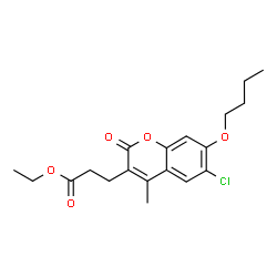 ChemSpider 2D Image | Ethyl 3-(7-butoxy-6-chloro-4-methyl-2-oxo-2H-chromen-3-yl)propanoate | C19H23ClO5