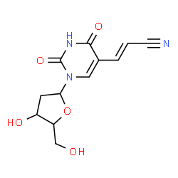 ChemSpider 2D Image | 5-[(E)-2-Cyanovinyl]-1-(2-deoxypentofuranosyl)-2,4(1H,3H)-pyrimidinedione | C12H13N3O5