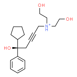 ChemSpider 2D Image | (5R)-5-Cyclopentyl-5-hydroxy-N,N-bis(2-hydroxyethyl)-5-phenyl-2-pentyn-1-aminium | C20H30NO3