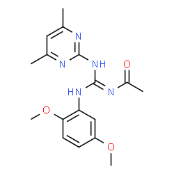 ChemSpider 2D Image | N-{(E)-[(2,5-Dimethoxyphenyl)amino][(4,6-dimethylpyrimidin-2-yl)amino]methylene}acetamide | C17H21N5O3