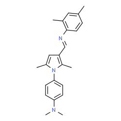 ChemSpider 2D Image | 4-(3-{(E)-[(2,4-Dimethylphenyl)imino]methyl}-2,5-dimethyl-1H-pyrrol-1-yl)-N,N-dimethylaniline | C23H27N3