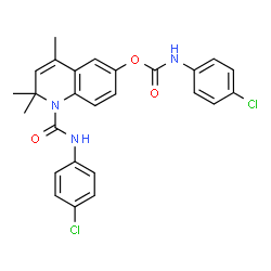 ChemSpider 2D Image | 1-[(4-Chlorophenyl)carbamoyl]-2,2,4-trimethyl-1,2-dihydro-6-quinolinyl (4-chlorophenyl)carbamate | C26H23Cl2N3O3