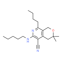 ChemSpider 2D Image | 8-Butyl-3,3-dimethyl-6-(pentylamino)-3,4-dihydro-1H-pyrano[3,4-c]pyridine-5-carbonitrile | C20H31N3O
