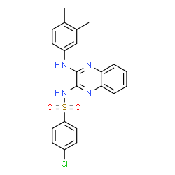 ChemSpider 2D Image | 4-Chloro-N-{3-[(3,4-dimethylphenyl)amino]-2-quinoxalinyl}benzenesulfonamide | C22H19ClN4O2S