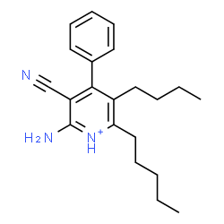 ChemSpider 2D Image | 2-Amino-5-butyl-3-cyano-6-pentyl-4-phenylpyridinium | C21H28N3