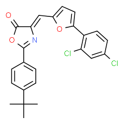 ChemSpider 2D Image | (4Z)-2-(4-tert-Butylphenyl)-4-{[5-(2,4-dichlorophenyl)-2-furyl]methylene}-1,3-oxazol-5(4H)-one | C24H19Cl2NO3