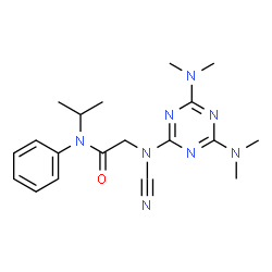 ChemSpider 2D Image | N~2~-[4,6-Bis(dimethylamino)-1,3,5-triazin-2-yl]-N~2~-cyano-N-isopropyl-N-phenylglycinamide | C19H26N8O