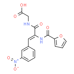 ChemSpider 2D Image | N-[(2Z)-2-(2-Furoylamino)-3-(3-nitrophenyl)-2-propenoyl]glycine | C16H13N3O7