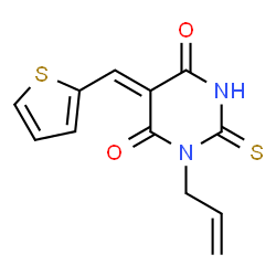 ChemSpider 2D Image | (5Z)-1-Allyl-5-(2-thienylmethylene)-2-thioxodihydro-4,6(1H,5H)-pyrimidinedione | C12H10N2O2S2
