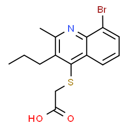 ChemSpider 2D Image | [(8-Bromo-2-methyl-3-propyl-4-quinolinyl)sulfanyl]acetic acid | C15H16BrNO2S