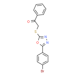 ChemSpider 2D Image | 2-{[5-(4-Bromophenyl)-1,3,4-oxadiazol-2-yl]sulfanyl}-1-phenylethanone | C16H11BrN2O2S