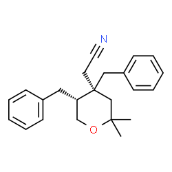 ChemSpider 2D Image | [(4R,5R)-4,5-Dibenzyl-2,2-dimethyltetrahydro-2H-pyran-4-yl]acetonitrile | C23H27NO