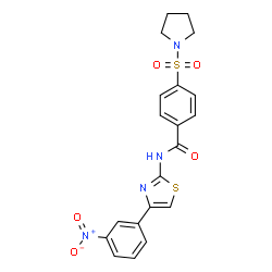 ChemSpider 2D Image | N-[4-(3-Nitrophenyl)-1,3-thiazol-2-yl]-4-(1-pyrrolidinylsulfonyl)benzamide | C20H18N4O5S2