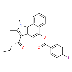 ChemSpider 2D Image | Ethyl 5-[(4-iodobenzoyl)oxy]-1,2-dimethyl-1H-benzo[g]indole-3-carboxylate | C24H20INO4
