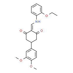 ChemSpider 2D Image | 5-(3,4-Dimethoxyphenyl)-2-{[(2-ethoxyphenyl)amino]methylene}-1,3-cyclohexanedione | C23H25NO5