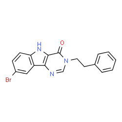 ChemSpider 2D Image | 8-Bromo-3-(2-phenylethyl)-3,5-dihydro-4H-pyrimido[5,4-b]indol-4-one | C18H14BrN3O