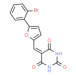 ChemSpider 2D Image | 5-{[5-(2-Bromophenyl)-2-furyl]methylene}-2,4,6(1H,3H,5H)-pyrimidinetrione | C15H9BrN2O4