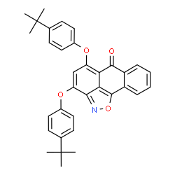 ChemSpider 2D Image | 3,5-bis(4-tert-butylphenoxy)-6H-anthra[1,9-cd][1,2]oxazol-6-one | C34H31NO4
