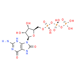 ChemSpider 2D Image | 8-OXO-GUANOSINE-5'-TRIPHOSPHATE | C10H16N5O15P3