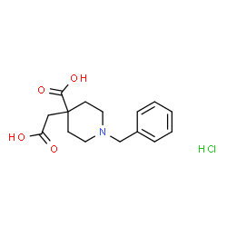 ChemSpider 2D Image | 1-Benzyl-4-(carboxymethyl)-4-piperidinecarboxylic acid hydrochloride (1:1) | C15H20ClNO4