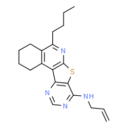 ChemSpider 2D Image | N-Allyl-5-butyl-1,2,3,4-tetrahydropyrimido[4',5':4,5]thieno[2,3-c]isoquinolin-8-amine | C20H24N4S
