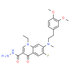 ChemSpider 2D Image | 7-{[2-(3,4-Dimethoxyphenyl)ethyl](methyl)amino}-1-ethyl-6-fluoro-4-oxo-1,4-dihydro-3-quinolinecarbohydrazide | C23H27FN4O4