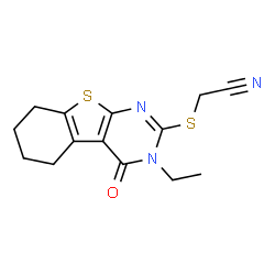 ChemSpider 2D Image | [(3-Ethyl-4-oxo-3,4,5,6,7,8-hexahydro[1]benzothieno[2,3-d]pyrimidin-2-yl)sulfanyl]acetonitrile | C14H15N3OS2