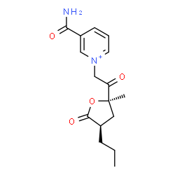 ChemSpider 2D Image | 3-Carbamoyl-1-{2-[(2R,4R)-2-methyl-5-oxo-4-propyltetrahydro-2-furanyl]-2-oxoethyl}pyridinium | C16H21N2O4