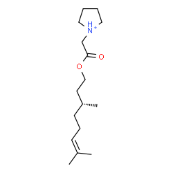 ChemSpider 2D Image | 1-(2-{[(3R)-3,7-Dimethyl-6-octen-1-yl]oxy}-2-oxoethyl)pyrrolidinium | C16H30NO2