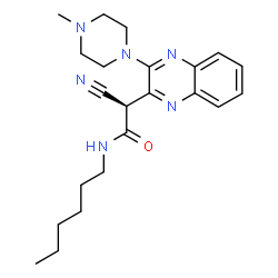 ChemSpider 2D Image | (2R)-2-Cyano-N-hexyl-2-[3-(4-methyl-1-piperazinyl)-2-quinoxalinyl]acetamide | C22H30N6O