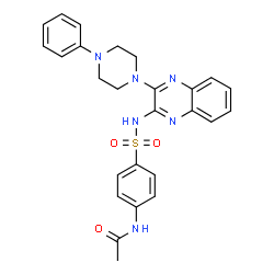ChemSpider 2D Image | N-(4-{[3-(4-Phenyl-1-piperazinyl)-2-quinoxalinyl]sulfamoyl}phenyl)acetamide | C26H26N6O3S