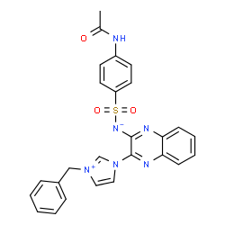 ChemSpider 2D Image | [(4-Acetamidophenyl)sulfonyl][3-(1-benzyl-1H-imidazol-3-ium-3-yl)quinoxalin-2-yl]azanide | C26H22N6O3S