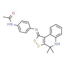 ChemSpider 2D Image | N-{4-[(Z)-(4,4-Dimethyl-4,5-dihydro-1H-[1,2]dithiolo[3,4-c]quinolin-1-ylidene)amino]phenyl}acetamide | C20H19N3OS2