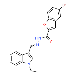 ChemSpider 2D Image | 5-Bromo-N'-[(1-ethyl-1H-indol-3-yl)methylene]-1-benzofuran-2-carbohydrazide | C20H16BrN3O2