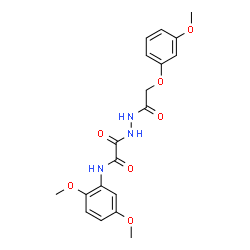 ChemSpider 2D Image | N-(2,5-Dimethoxyphenyl)-2-{2-[(3-methoxyphenoxy)acetyl]hydrazino}-2-oxoacetamide | C19H21N3O7