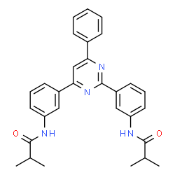 ChemSpider 2D Image | N,N'-[(6-Phenyl-2,4-pyrimidinediyl)di-3,1-phenylene]bis(2-methylpropanamide) | C30H30N4O2
