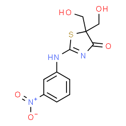 ChemSpider 2D Image | 5,5-Bis(hydroxymethyl)-2-[(3-nitrophenyl)amino]-1,3-thiazol-4(5H)-one | C11H11N3O5S