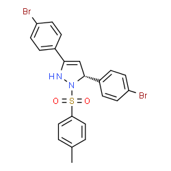ChemSpider 2D Image | (3R)-3,5-Bis(4-bromophenyl)-2-[(4-methylphenyl)sulfonyl]-2,3-dihydro-1H-pyrazole | C22H18Br2N2O2S
