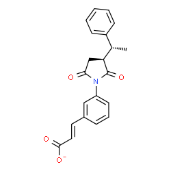 ChemSpider 2D Image | (2E)-3-(3-{(3S)-2,5-Dioxo-3-[(1R)-1-phenylethyl]-1-pyrrolidinyl}phenyl)acrylate | C21H18NO4
