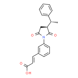 ChemSpider 2D Image | (2E)-3-(3-{(3S)-2,5-Dioxo-3-[(1R)-1-phenylethyl]-1-pyrrolidinyl}phenyl)acrylic acid | C21H19NO4