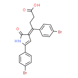ChemSpider 2D Image | (4E)-4-(4-Bromophenyl)-4-[5-(4-bromophenyl)-2-oxo-1,2-dihydro-3H-pyrrol-3-ylidene]butanoic acid | C20H15Br2NO3