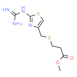 ChemSpider 2D Image | Methyl 3-{[(2-carbamimidamido-1,3-thiazol-4-yl)methyl]sulfanyl}propanoate | C9H14N4O2S2